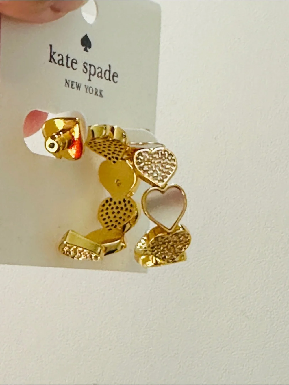 kate spade Gold Heart-Linked Hammered Hoop Earrings